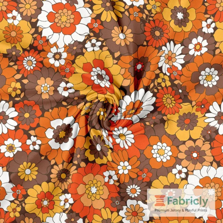 Herbst-Retro-Gänseblümchen Orange Baumwolljersey