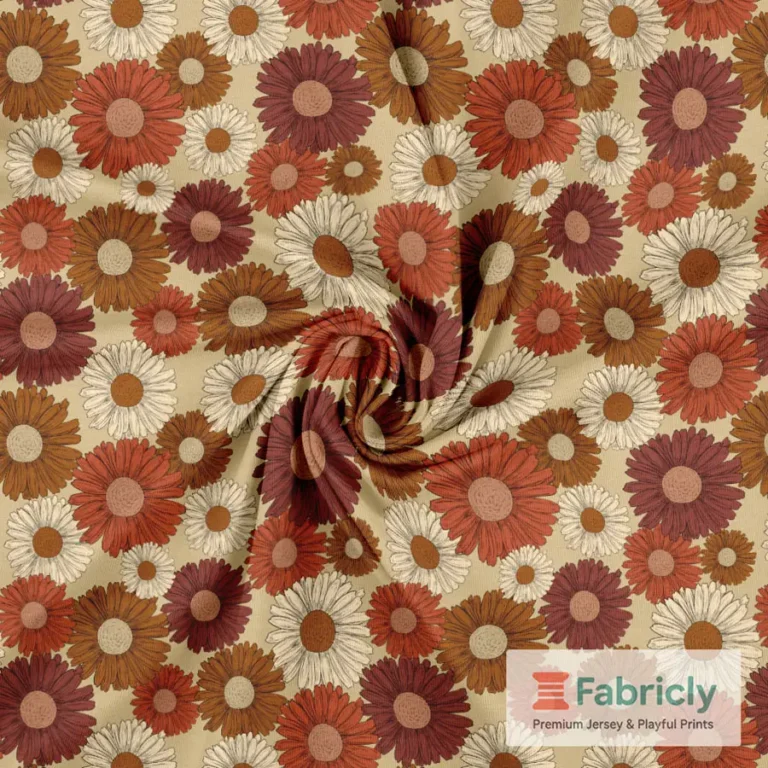 Boho-Gänseblümchen Creme Baumwolljersey