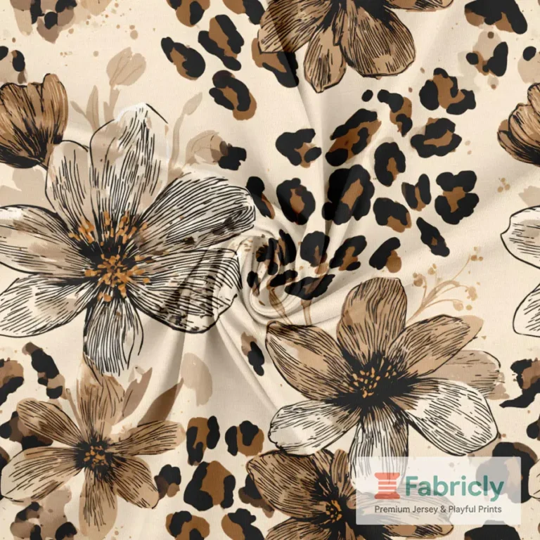 Leopardenblüten Beige Baumwolljersey