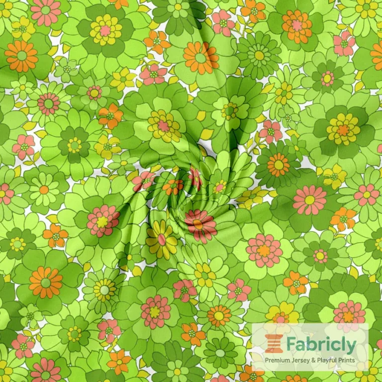 Retro-Mini-Gänseblümchen Grün Baumwolljersey