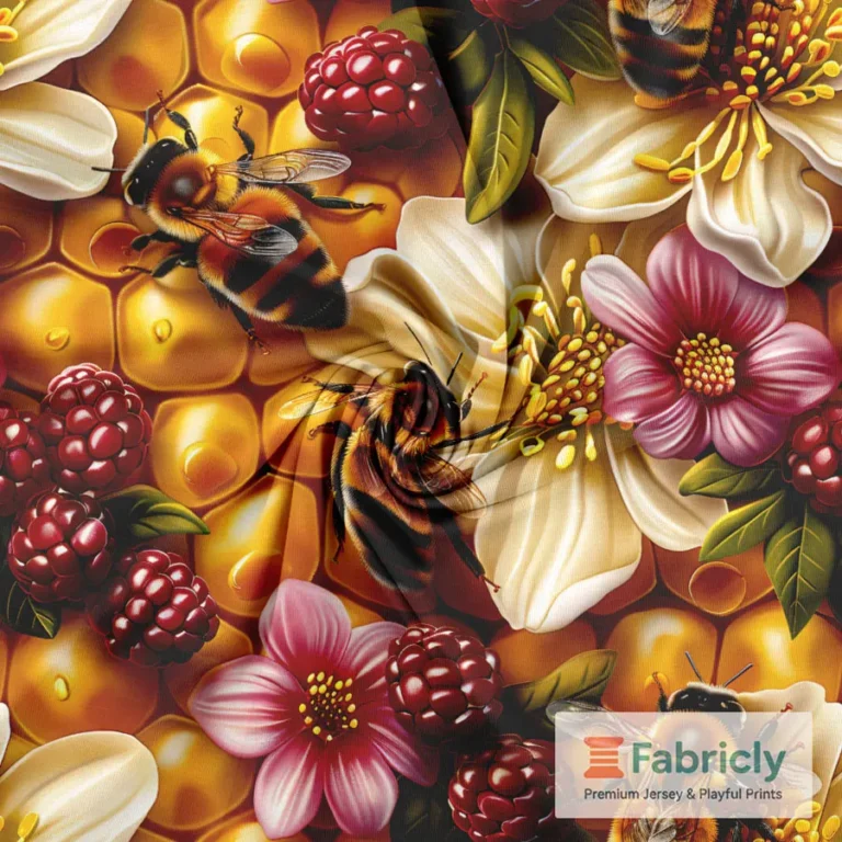 Honigbienen im Garten Gold-Amber Baumwolljersey