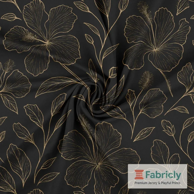 Goldene Blumen Schwarz Baumwolljersey