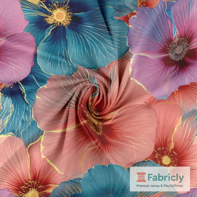Goldene Pastellblumen Baumwolljersey