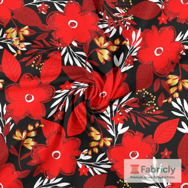 Festlicher Glamour Floral Rot Baumwolljersey