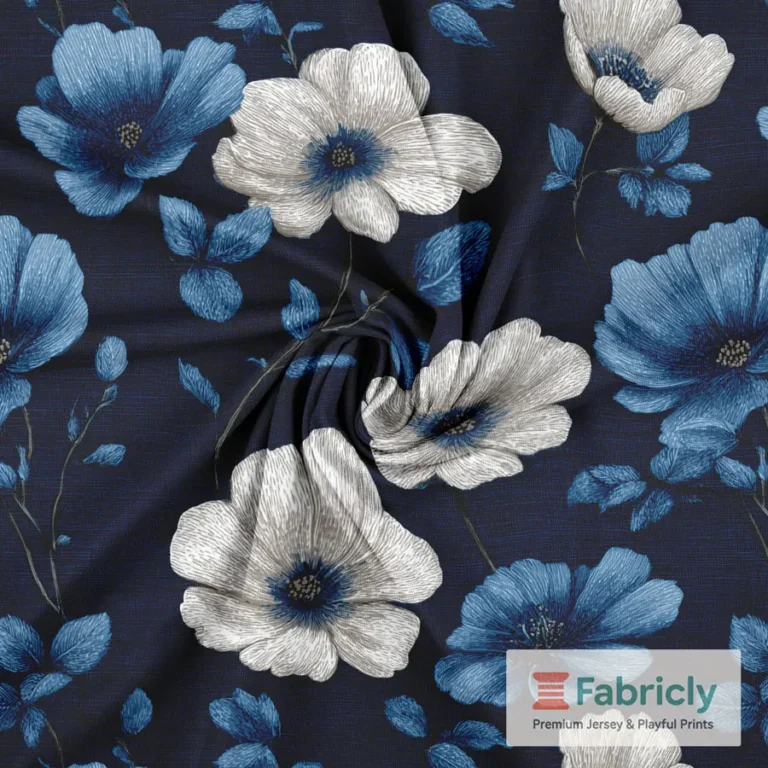 Jeansblüten Indigo Blau Baumwolljersey