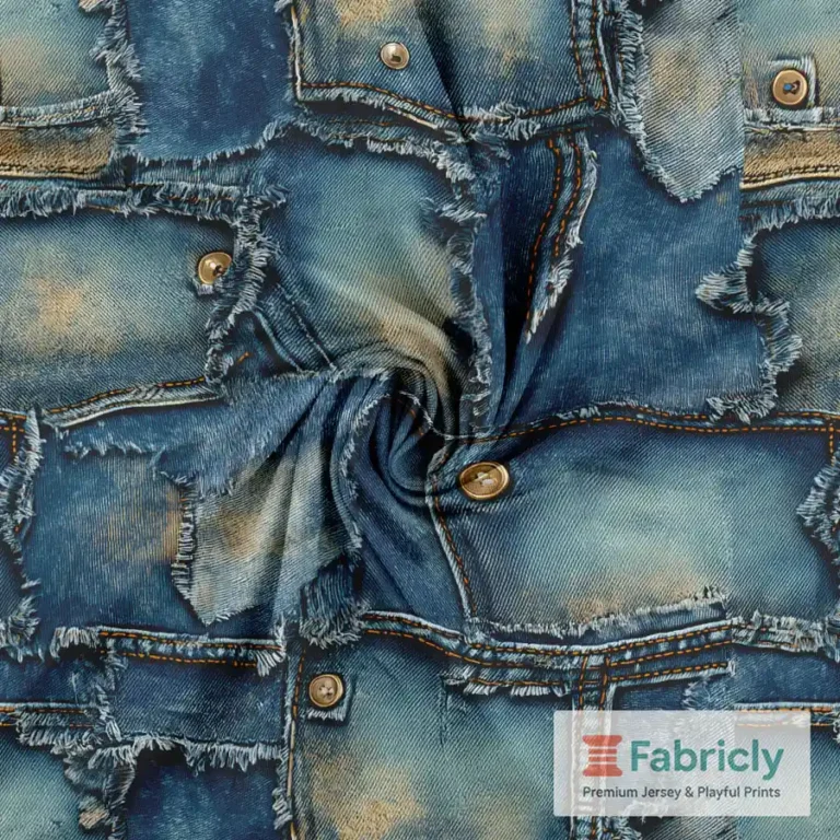 Vintage Jeans-Patchwork Baumwolljersey