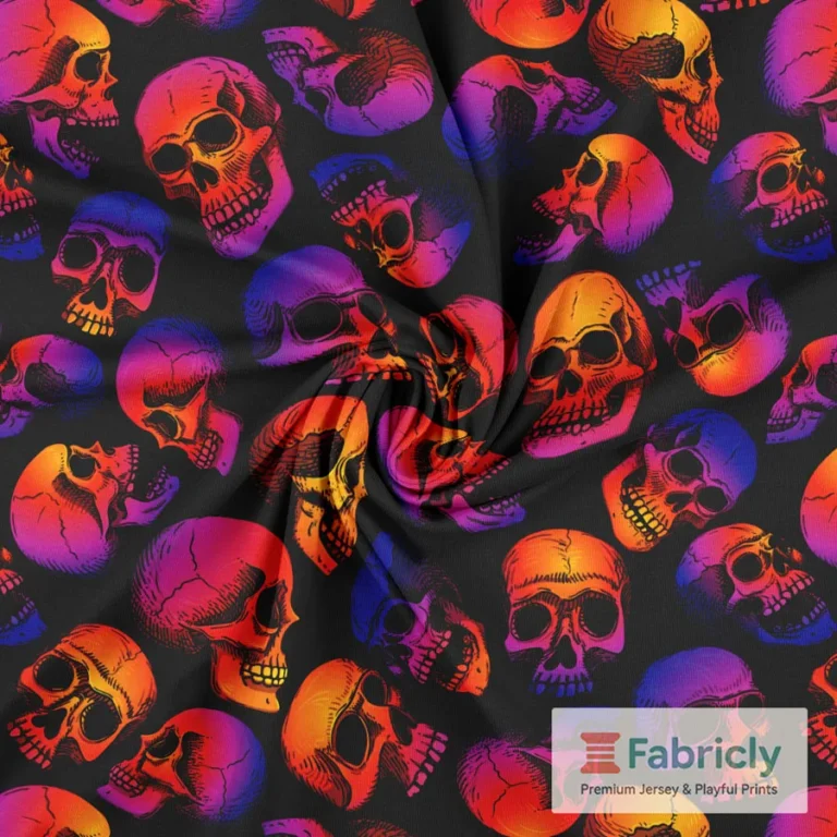 Neon-Totenköpfe Schwarz Baumwolljersey