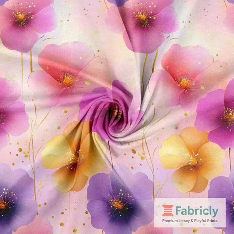 Pastell-Frühlingsblüten Creme Baumwolljersey