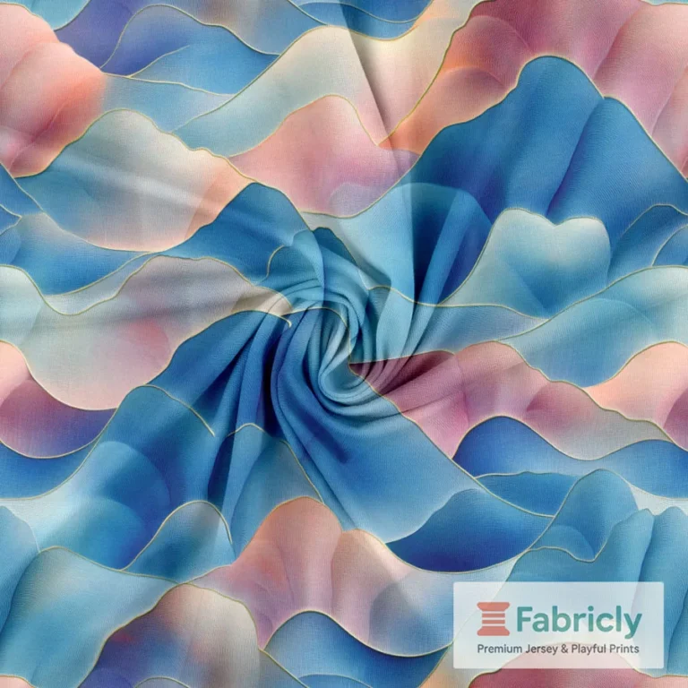 Pastellwellen Blau-Rosa Baumwolljersey