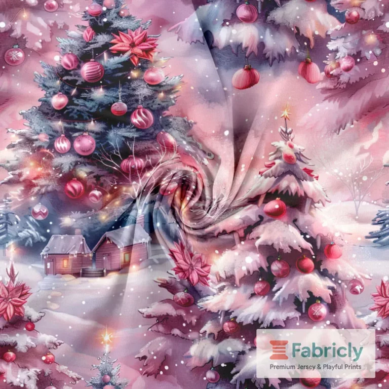 Weihnachtsdorf Rosa Baumwolljersey