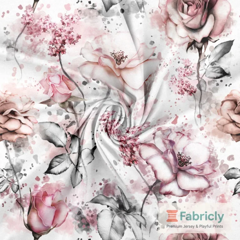 Aquarellrosen Zartrosa Baumwolljersey