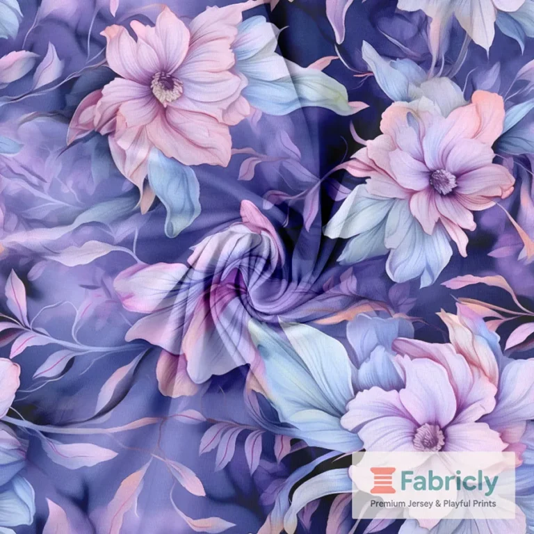 Sanfte Pastellblüten Lila Baumwolljersey