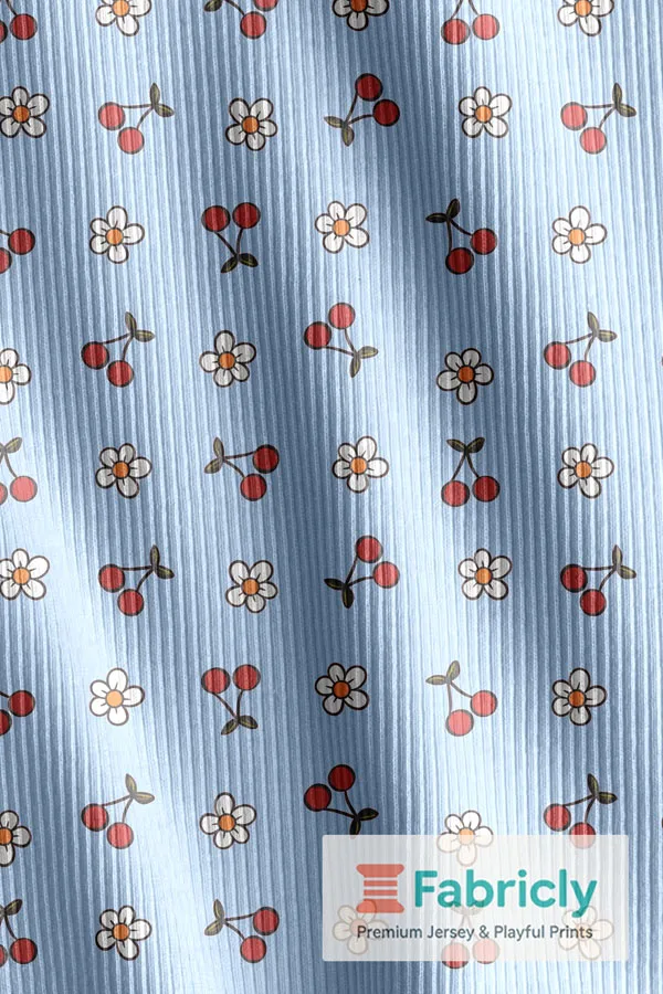 Zauberhafte Kirschblüten Blau Bündchen