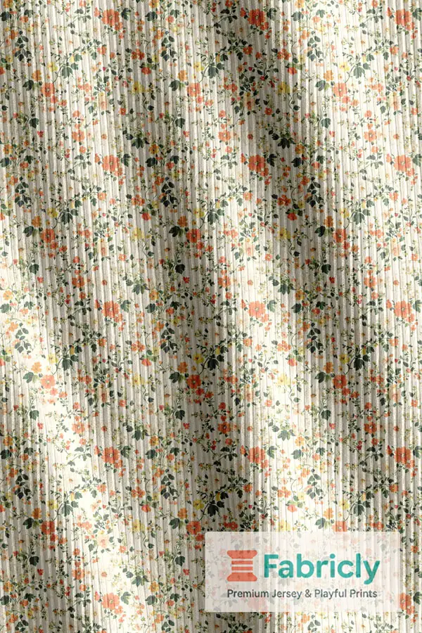 Zauberhafte Blumenwiese Beige Bündchen